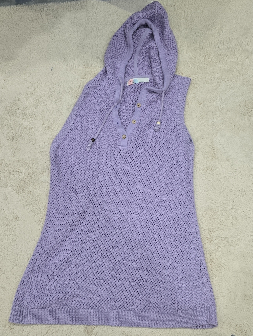 Free People Lavender Hooded Knit Swim Cover-Up